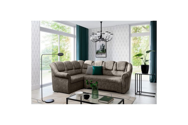 Hörnsoffa Eltap Lord II 243x195x112 cm - Dora 22, Brun, Vänster - Möbler - Soffa - Bäddsoffa - Hörnbäddsoffa