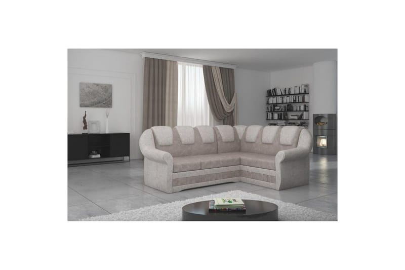 Hörnsoffa Eltap Lord II 243x195x112 cm - Dora 22, Dora 21, Brun, Beige, Höger - Möbler - Soffa - Bäddsoffa - Hörnbäddsoffa