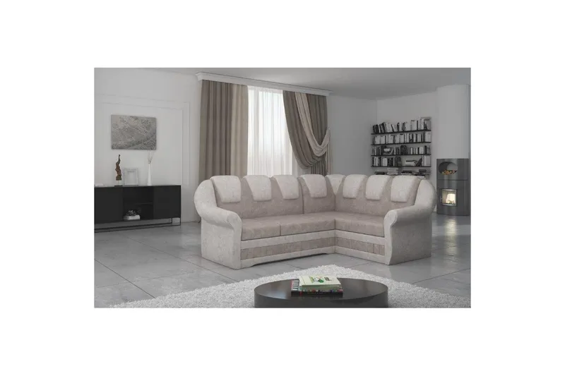 Hörnsoffa Eltap Lord II 243x195x112 cm - Dora 22, Dora 21, Brun, Beige, Höger - Möbler - Soffa - Bäddsoffa - Hörnbäddsoffa