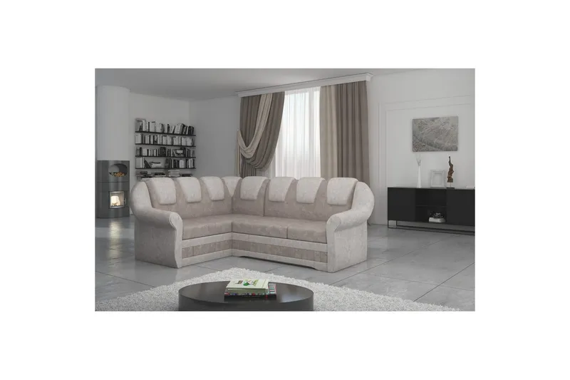 Hörnsoffa Eltap Lord II 243x195x112 cm - Dora 22, Dora 21, Brun, Beige, Vänster - Möbler - Soffa - Bäddsoffa - Hörnbäddsoffa