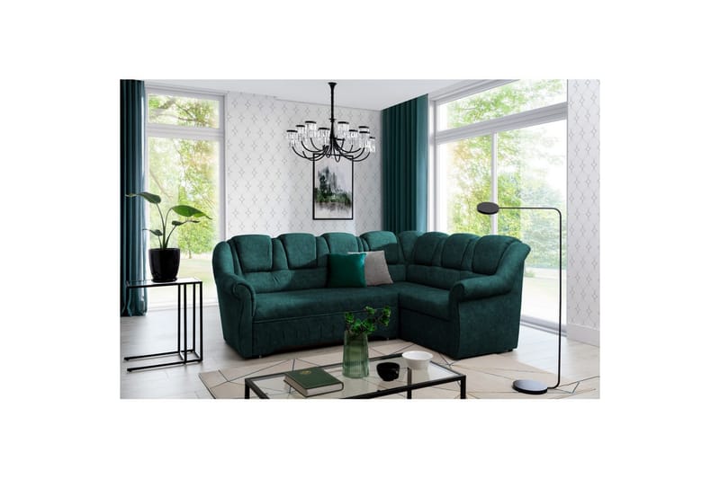 Hörnsoffa Eltap Lord II 243x195x112 cm - Dora 85, Mörkgrön, Höger - Möbler - Soffa - Bäddsoffa - Hörnbäddsoffa