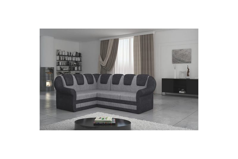 Hörnsoffa Eltap Lord II 243x195x112 cm - Dora 90, Dora 96, Grå, Svart, Vänster - Möbler - Soffa - Bäddsoffa - Hörnbäddsoffa