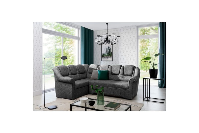 Hörnsoffa Eltap Lord II 243x195x112 cm - Dora 90, Grå, Vänster - Möbler - Soffa - Bäddsoffa - Hörnbäddsoffa