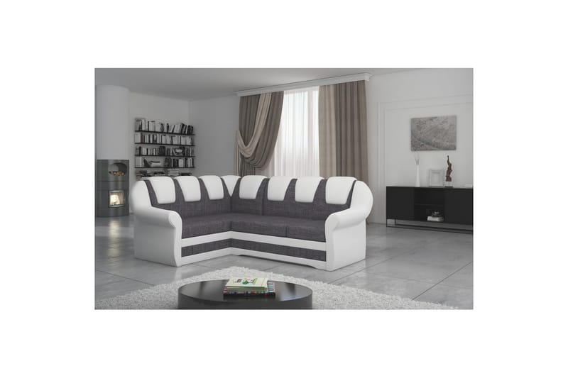 Hörnsoffa Eltap Lord II 243x195x112 cm - Sawana 05, Soft 17, Grå, Vit, Vänster - Möbler - Soffa - Bäddsoffa - Hörnbäddsoffa