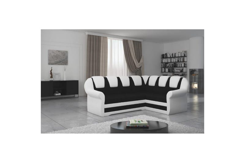 Hörnsoffa Eltap Lord II 243x195x112 cm - Sawana 14, Soft 17, Svart, Vit, Höger - Möbler - Soffa - Bäddsoffa - Hörnbäddsoffa