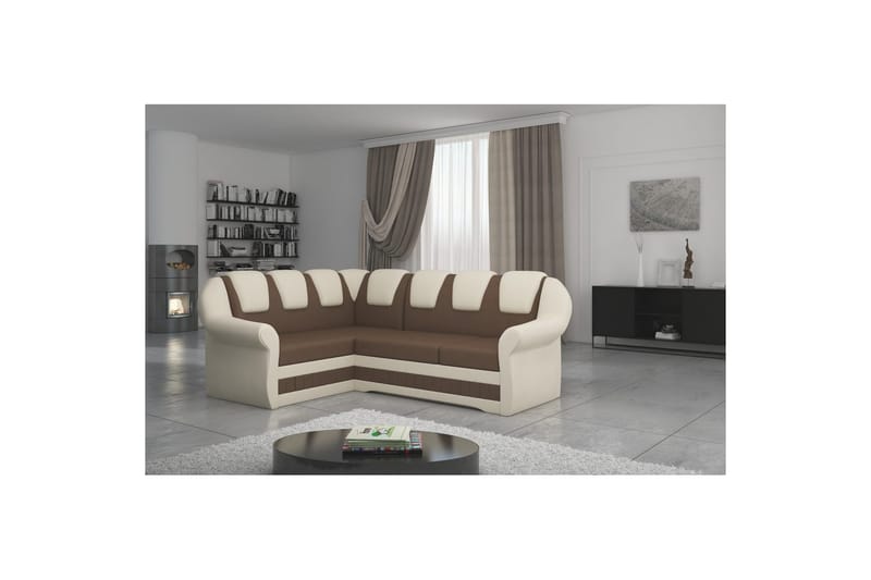 Hörnsoffa Eltap Lord II 243x195x112 cm - Soft 15, Soft 33, Brun, Beige, Vänster - Möbler - Soffa - Bäddsoffa - Hörnbäddsoffa