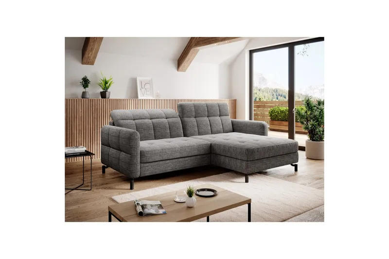 Hörnsoffa Eltap Lorelle 225x160x105 cm - Berlin 01, Grå, Höger - Möbler - Soffa - Bäddsoffa - Bäddsoffa divan