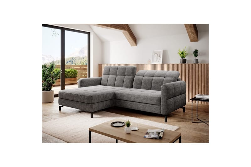 Hörnsoffa Eltap Lorelle 225x160x105 cm - Berlin 01, Grå, Vänster - Möbler - Soffa - Bäddsoffa - Bäddsoffa divan