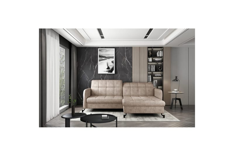 Hörnsoffa Eltap Lorelle 225x160x105 cm, Dora 21, Beige, Höger