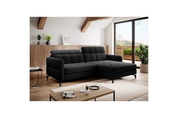 Hörnsoffa Eltap Lorelle 225x160x105 cm - Inari 100, Svart, Höger - Möbler - Soffa - Bäddsoffa - Bäddsoffa divan