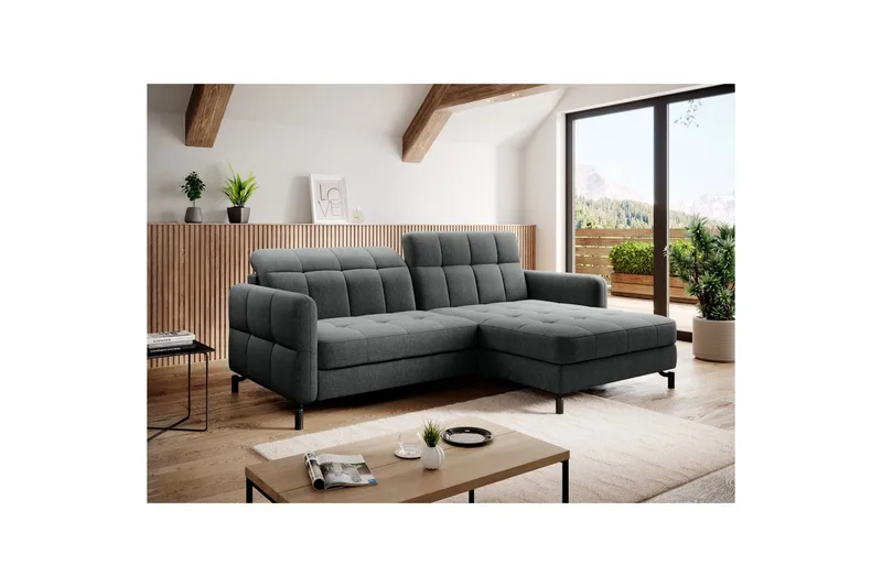 Hörnsoffa Eltap Lorelle 225x160x105 cm - Inari 96, Mörkgrå, Höger - Möbler - Soffa - Bäddsoffa - Bäddsoffa divan