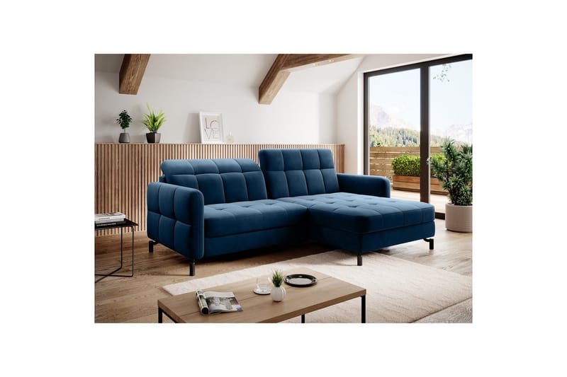 Hörnsoffa Eltap Lorelle 225x160x105 cm - Kronos 09, Mörkblå, Höger - Möbler - Soffa - Bäddsoffa - Bäddsoffa divan