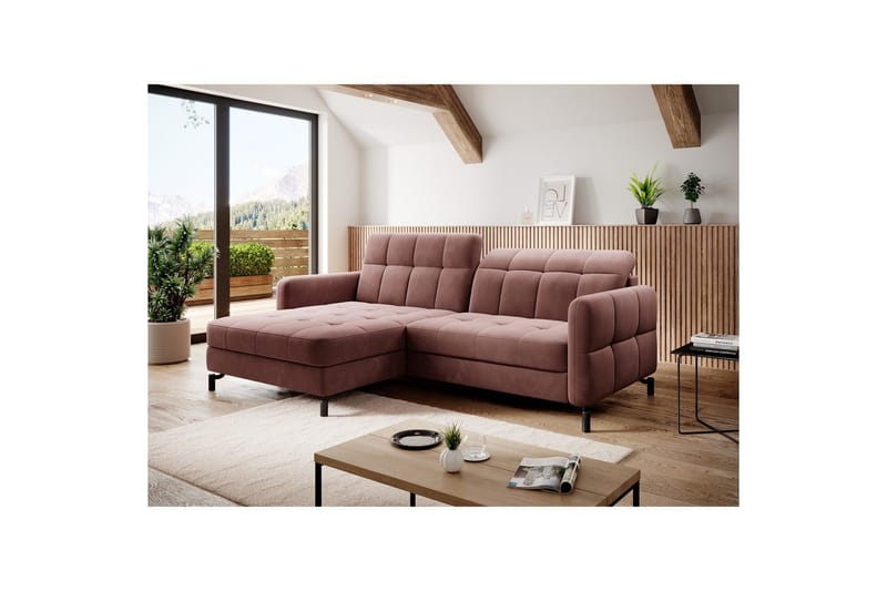 Hörnsoffa Eltap Lorelle 225x160x105 cm, Kronos 29, Rosa, Vänster