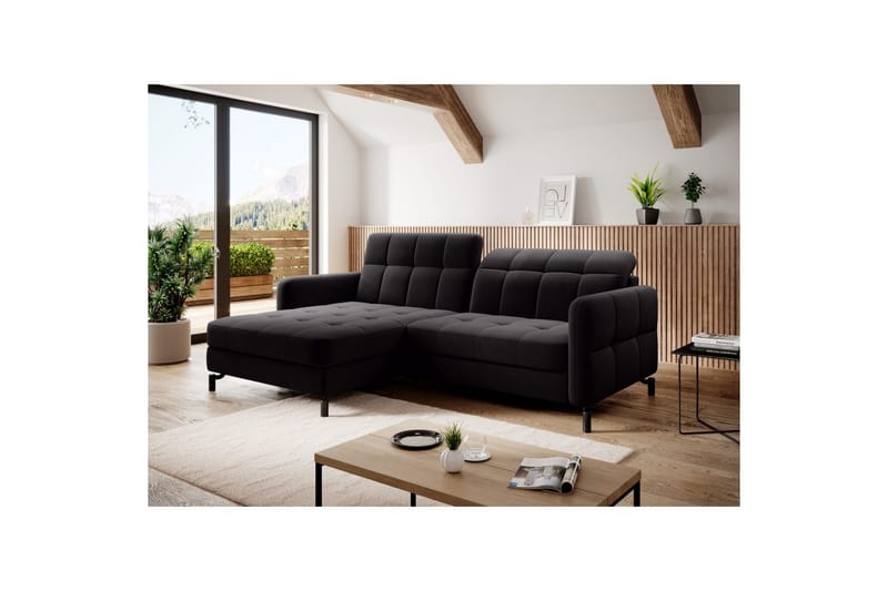 Hörnsoffa Eltap Lorelle 225x160x105 cm - Mat Velvet 99, Blå, Vänster - Möbler - Soffa - Bäddsoffa - Bäddsoffa divan