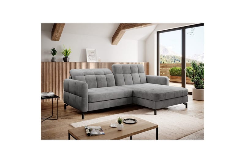 Hörnsoffa Eltap Lorelle 225x160x105 cm - Monolit 84, Ljusgrå, Höger - Möbler - Soffa - Bäddsoffa - Bäddsoffa divan