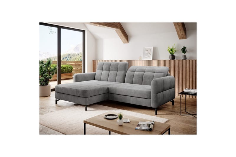 Hörnsoffa Eltap Lorelle 225x160x105 cm - Monolit 84, Ljusgrå, Vänster - Möbler - Soffa - Bäddsoffa - Bäddsoffa divan