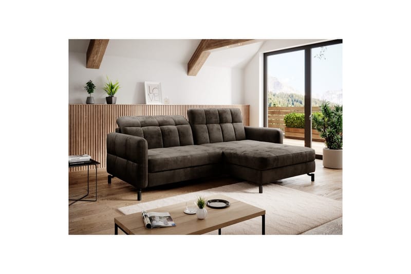 Hörnsoffa Eltap Lorelle 225x160x105 cm - Monolith 29, Mörk Brun, Höger - Möbler - Soffa - Bäddsoffa - Bäddsoffa divan