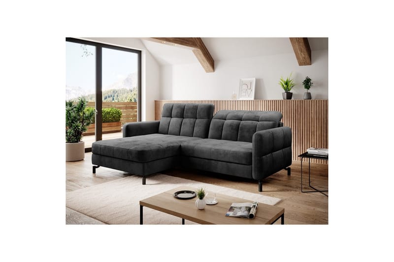 Hörnsoffa Eltap Lorelle 225x160x105 cm - Monolith 97, Mörkgrå, Vänster - Möbler - Soffa - Bäddsoffa - Bäddsoffa divan