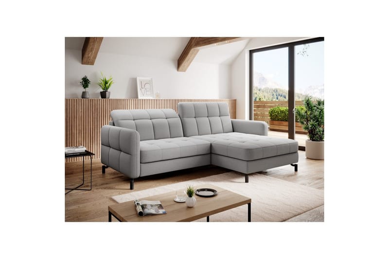 Hörnsoffa Eltap Lorelle 225x160x105 cm - Omega 02, Grå, Höger - Möbler - Soffa - Bäddsoffa - Bäddsoffa divan