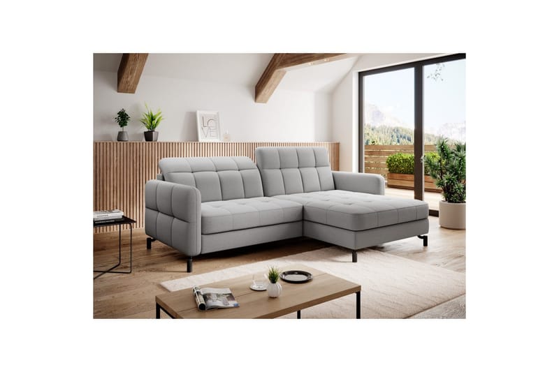 Hörnsoffa Eltap Lorelle 225x160x105 cm - Omega 02, Grå, Höger - Möbler - Soffa - Bäddsoffa - Bäddsoffa divan