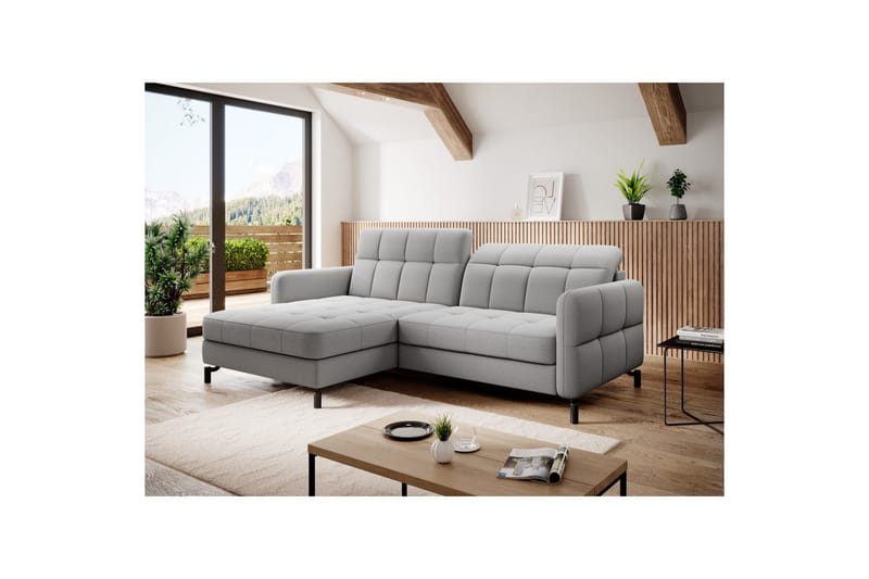 Hörnsoffa Eltap Lorelle 225x160x105 cm - Omega 02, Grå, Vänster - Möbler - Soffa - Bäddsoffa - Bäddsoffa divan
