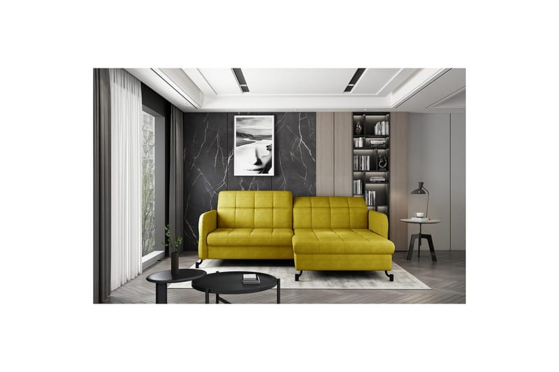 Hörnsoffa Eltap Lorelle 225x160x105 cm - Omega 68, Gul, Höger - Möbler - Soffa - Bäddsoffa - Bäddsoffa divan