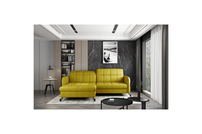 Hörnsoffa Eltap Lorelle 225x160x105 cm - Omega 68, Gul, Vänster - Möbler - Soffa - Bäddsoffa - Bäddsoffa divan