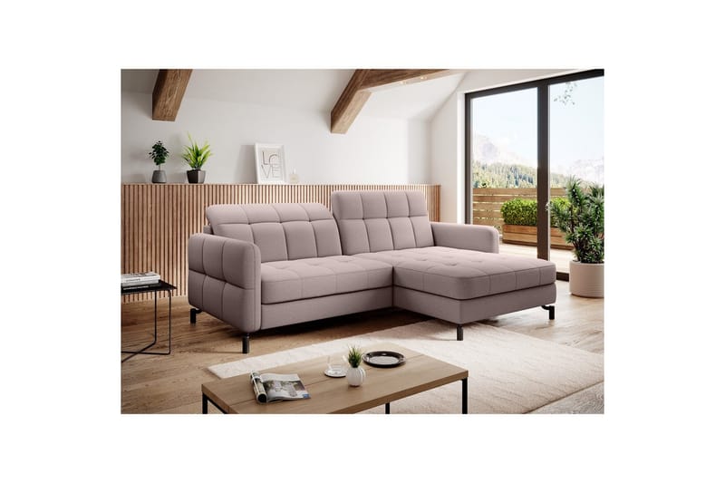 Hörnsoffa Eltap Lorelle 225x160x105 cm - Omega 91, Rosa, Höger - Möbler - Soffa - Bäddsoffa - Bäddsoffa divan