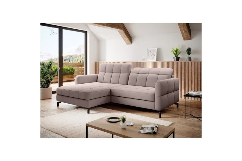 Hörnsoffa Eltap Lorelle 225x160x105 cm - Omega 91, Rosa, Vänster - Möbler - Soffa - Bäddsoffa - Bäddsoffa divan