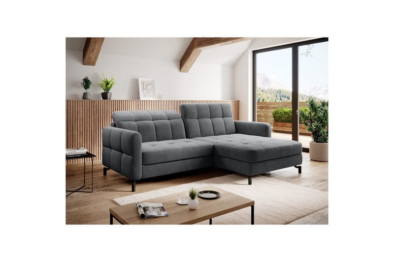 Hörnsoffa Eltap Lorelle 225x160x105 cm - Paros 06, Grå, Höger - Möbler - Soffa - Bäddsoffa - Bäddsoffa divan