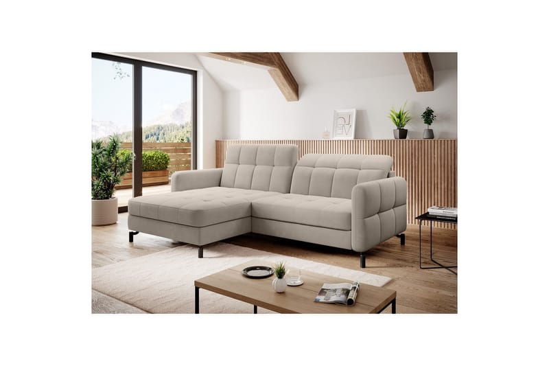 Hörnsoffa Eltap Lorelle 225x160x105 cm - Paros 02, Beige, Vänster - Möbler - Soffa - Bäddsoffa - Bäddsoffa divan