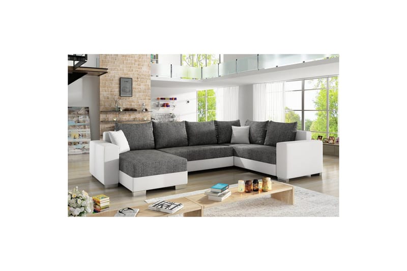 Hörnsoffa Eltap Marco 312x210x92 cm, Berlin 02, Soft 17, Svart, Vit, Vänster