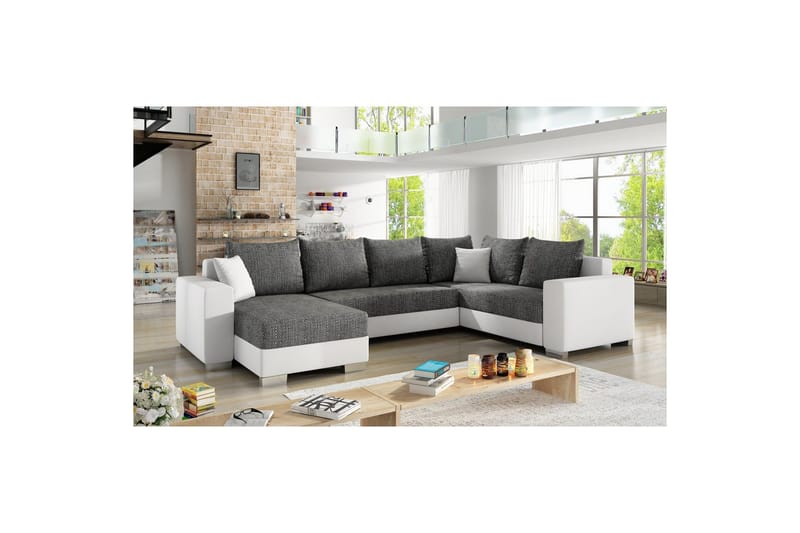 Hörnsoffa Eltap Marco 312x210x92 cm, Berlin 02, Soft 17, Svart, Vit, Vänster