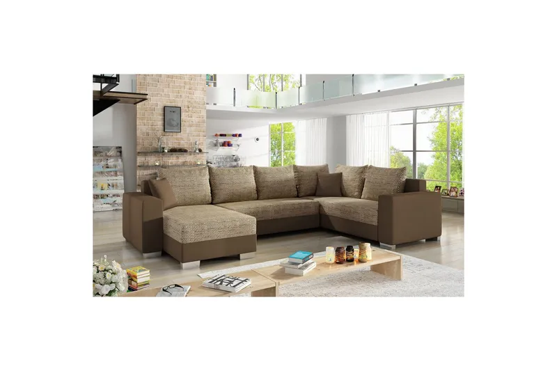 Hörnsoffa Eltap Marco 312x210x92 cm, Berlin 03, Soft 15, Beige, Brun, Vänster