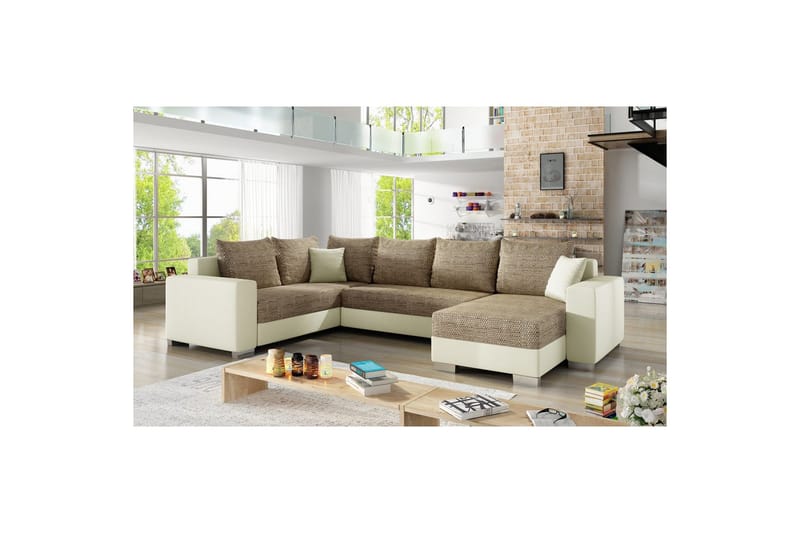 Hörnsoffa Eltap Marco 312x210x92 cm - Berlin 03, Soft 33, Beige, Höger - Möbler - Soffa - Bäddsoffa - Hörnbäddsoffa