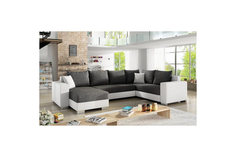 Hörnsoffa Eltap Marco 312x210x92 cm - Sawana 05, Soft 17, Grå, Vit, Vänster - Möbler - Soffa - Bäddsoffa - Hörnbäddsoffa