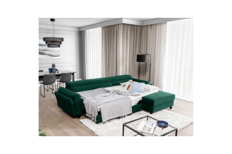 Hörnsoffa Eltap Mariall 288x200x92 cm - Kronos 19, Mörkgrön, Höger - Möbler - Soffa - Bäddsoffa - Bäddsoffa divan