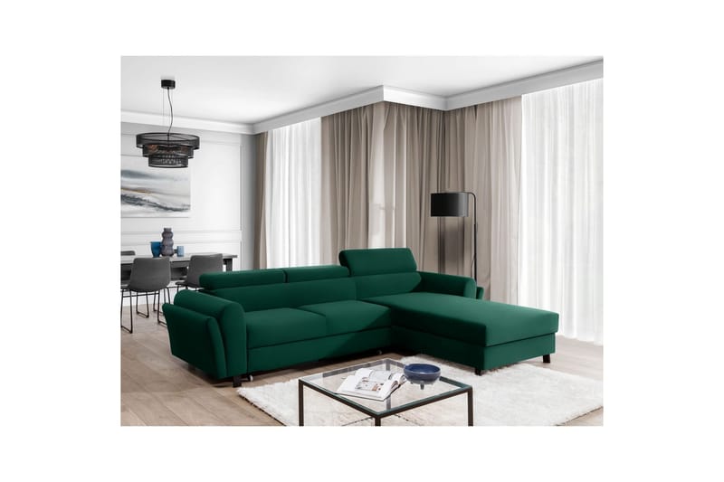Hörnsoffa Eltap Mariall 288x200x92 cm - Kronos 19, Mörkgrön, Höger - Möbler - Soffa - Bäddsoffa - Bäddsoffa divan