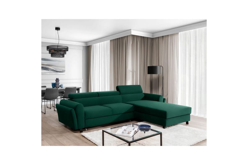 Hörnsoffa Eltap Mariall 288x200x92 cm - Kronos 19, Mörkgrön, Höger - Möbler - Soffa - Bäddsoffa - Bäddsoffa divan