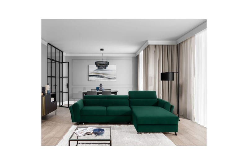 Hörnsoffa Eltap Mariall 288x200x92 cm - Kronos 19, Mörkgrön, Höger - Möbler - Soffa - Bäddsoffa - Bäddsoffa divan