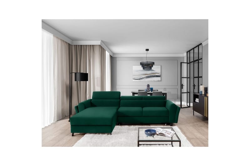 Hörnsoffa Eltap Mariall 288x200x92 cm - Kronos 19, Mörkgrön, Vänster - Möbler - Soffa - Bäddsoffa - Bäddsoffa divan