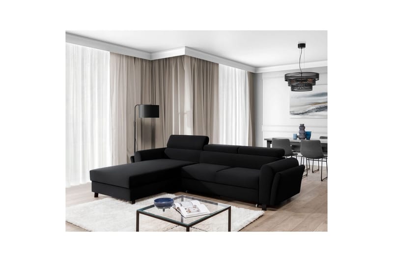 Hörnsoffa Eltap Mariall 288x200x92 cm - Mat Sammet 99, Blå, Vänster - Möbler - Soffa - Bäddsoffa - Bäddsoffa divan