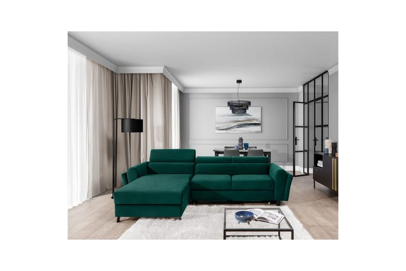 Hörnsoffa Eltap Mariall 288x200x92 cm - Monolith 37, Grön, Vänster - Möbler - Soffa - Bäddsoffa - Bäddsoffa divan