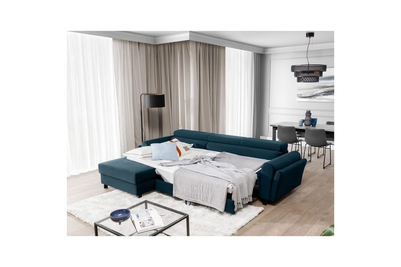 Hörnsoffa Eltap Mariall 288x200x92 cm - Monolith 77, Blå, Vänster - Möbler - Soffa - Bäddsoffa - Bäddsoffa divan