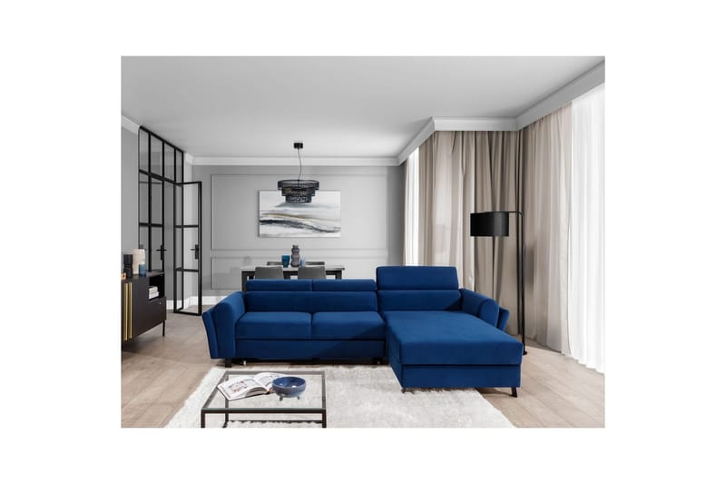 Hörnsoffa Eltap Mariall 288x200x92 cm - Riviera 81, Blå, Höger - Möbler - Soffa - Bäddsoffa - Bäddsoffa divan