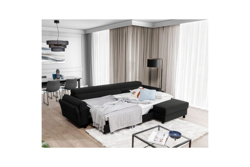 Hörnsoffa Eltap Mariall 288x200x92 cm - Sawana 14, Svart, Höger - Möbler - Soffa - Bäddsoffa - Bäddsoffa divan