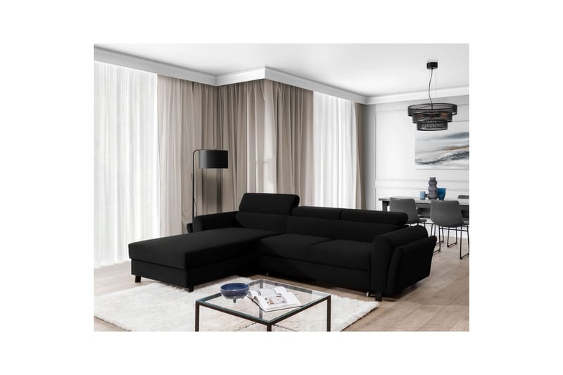 Hörnsoffa Eltap Mariall 288x200x92 cm - Sawana 14, Svart, Vänster - Möbler - Soffa - Bäddsoffa - Bäddsoffa divan