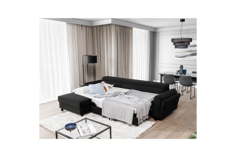 Hörnsoffa Eltap Mariall 288x200x92 cm - Sawana 14, Svart, Vänster - Möbler - Soffa - Bäddsoffa - Bäddsoffa divan
