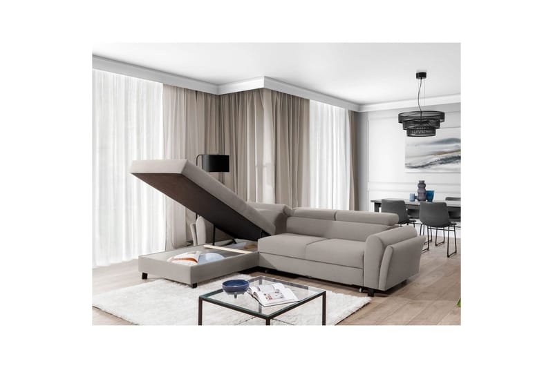 Hörnsoffa Eltap Mariall 288x200x92 cm - Paros 02, Beige, Vänster - Möbler - Soffa - Bäddsoffa - Bäddsoffa divan