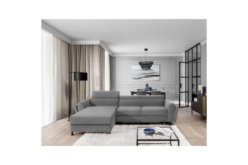 Hörnsoffa Eltap Mariall 288x200x92 cm - Paros 05, Ljusgrå, Vänster - Möbler - Soffa - Bäddsoffa - Bäddsoffa divan